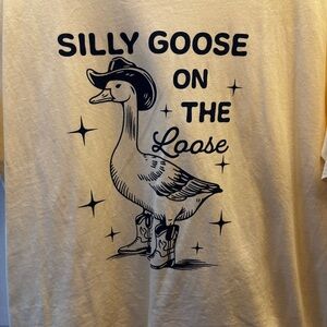 Yellow Graphic Tee with Goose Print